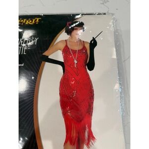 Spirit Speakeasy Sweetie Red Flapper Dress Sequin Costume Womens XS 0-2 01564590